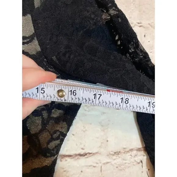 Jessica Max U.S.A. Top Womens Medium Black All Over Lace Fairy Whimsigoth Grunge - Picture 7 of 12